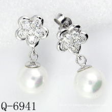 Latest Styles Pearl Earrings 925 Silver (Q-6941)